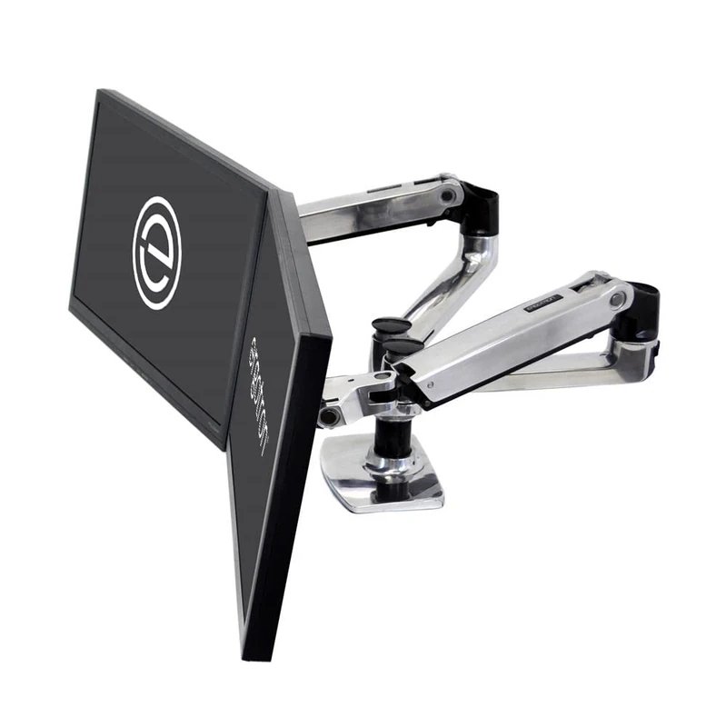 Ergotron – LX Dual Monitor Arm, VESA Desk Mount – for 2 Monitors Up to 27 Inches, 3.2-9.1kg Each – Polished Aluminum (45-245-026)