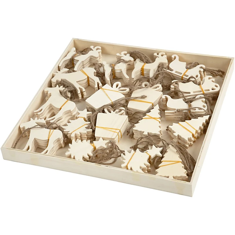 Ornaments, size 7-9 cm, thickness 4 cm, plywood, 90asstd - Image 1