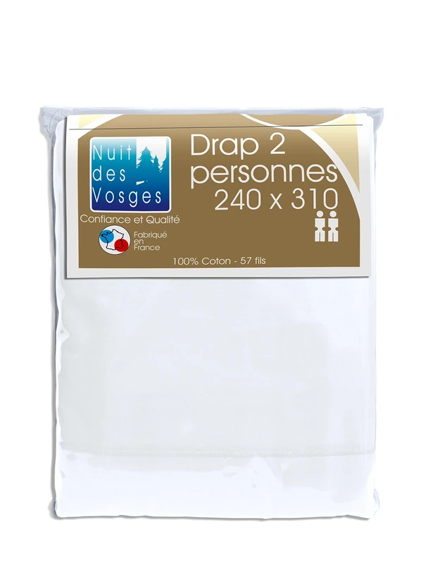 Nuit des Vosges 2094527 Cotoval Flat sheet Plain Color Cotton White 240 x 310 cm - Image 1