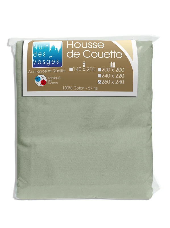Nuit des Vosges 2188141 Cotoval Duvet cover Plain Color Cotton Mouse grey 240 x 260 cm