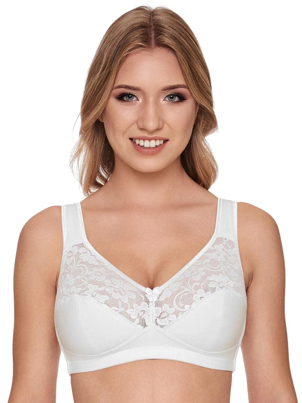 Susa Women's Bra Without Underwire, Basic Women's Bras with Stitched Cups and Anatomically Shaped Underbust Band, Optimal Support, Multicoloured (White/Black 215), 42C
