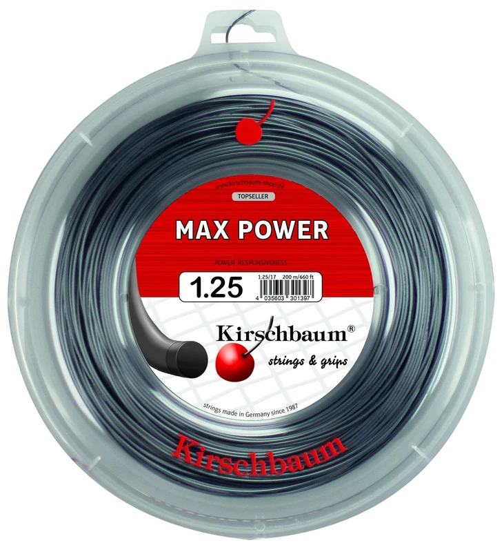 Kirschbaum Max Power String Reel - Black, 1.25 mm
