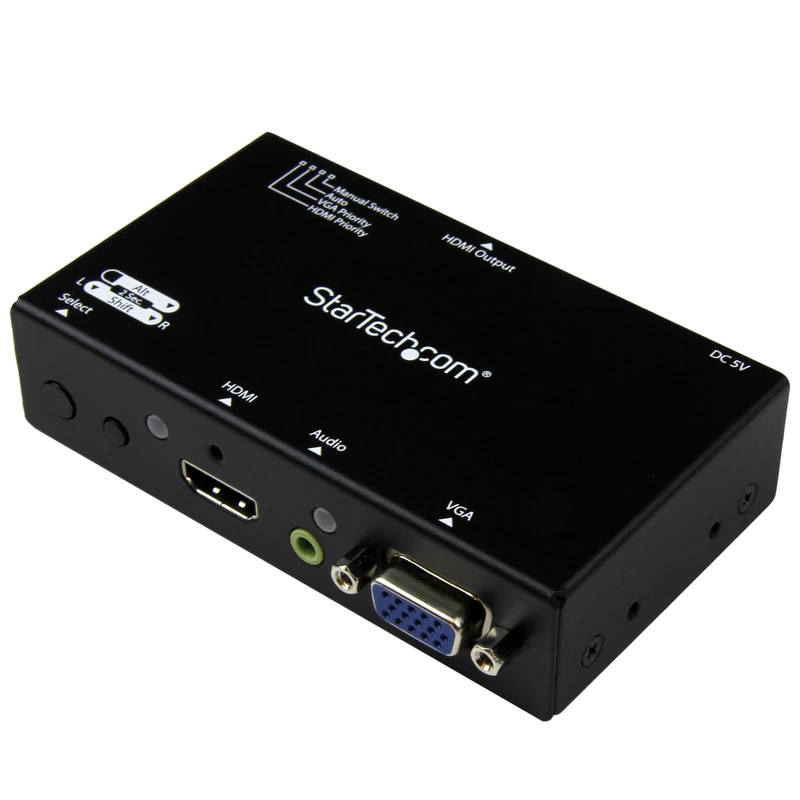 StarTech.com 2x1 VGA + HDMI to HDMI Switch / Selector Box - 1080p Multi Video Input Automatic Switcher - 2 Computers In 1 Monitor Out (VS221VGA2HD)