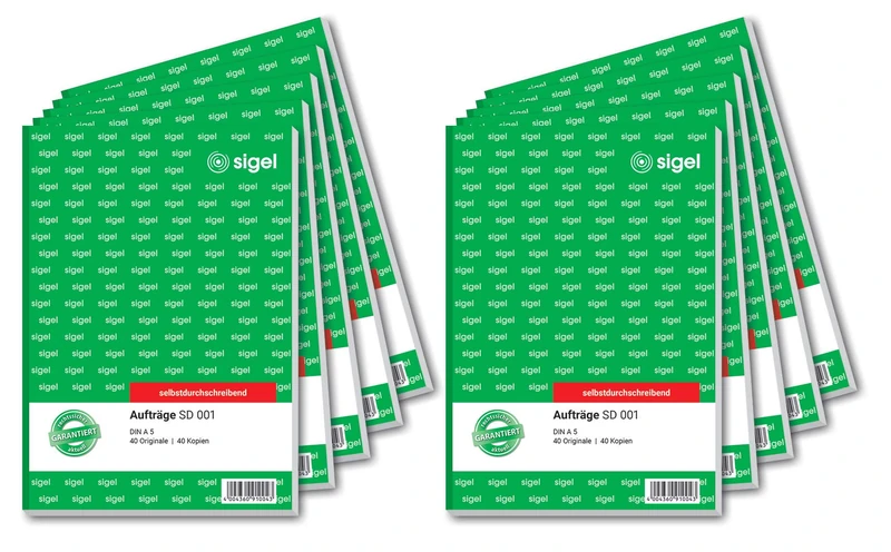 Sigel SD001 Application, Set of 2, A5 2 x 40 Pages, Non-Carbon Writing Pack of 10