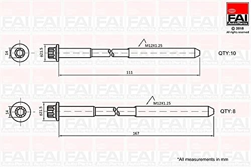 B2124 FAI HEAD BOLT (BOX OF 18) OE QUALITY