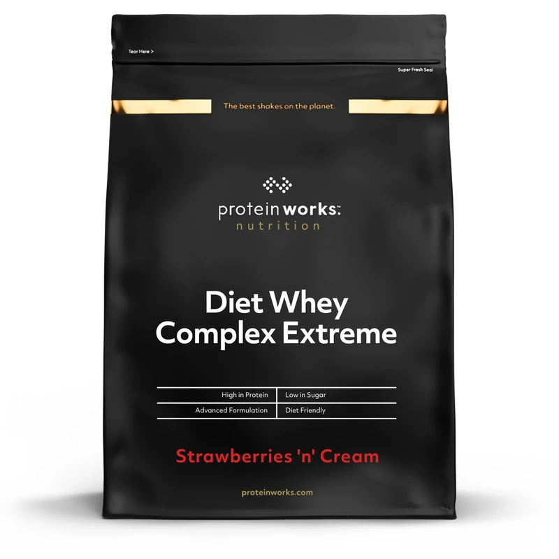 Protein Works Diet Whey Complex Extreme Protein Powder| Low Fat & Low Calorie Diet Shake | Vitamin & Mineral Rich | No Added Sugar | Strawberries 'n' Cream | 1 Kg