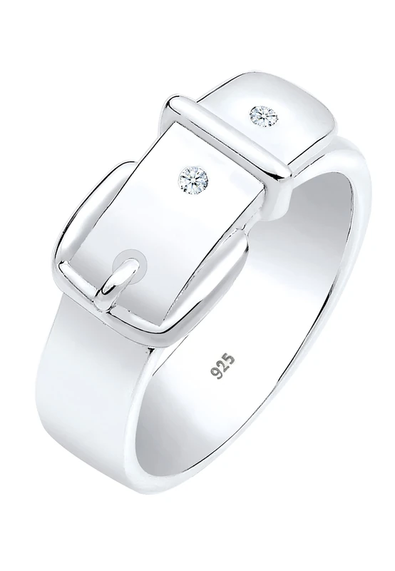 Elli DIAMONDS Ring Women Belt Symbol Playful with Diamond (0.03 ct.) in 925 Sterling Silver