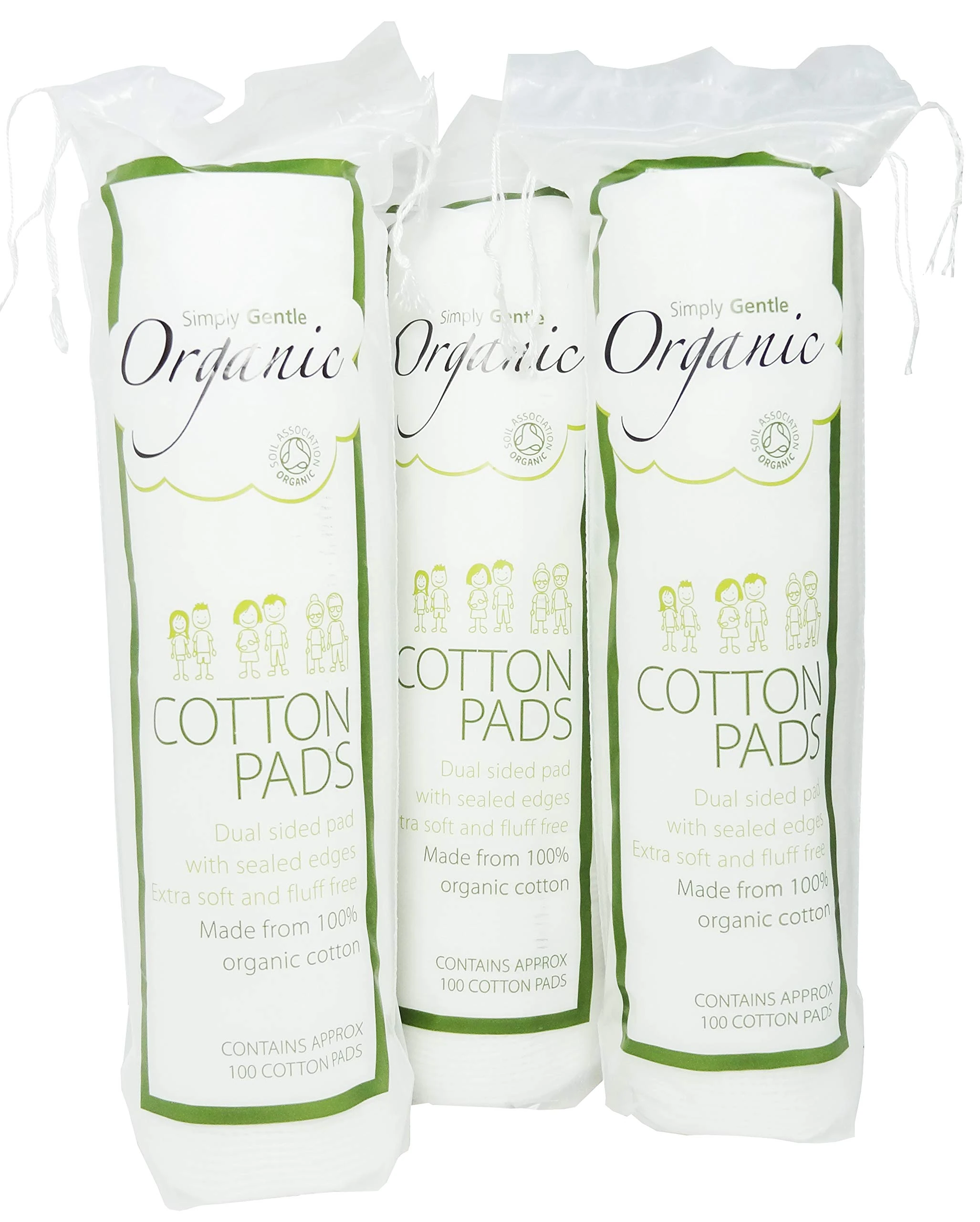 Simply Gentle Organic Cotton - Pack of 100 Pads (Pack of 3)