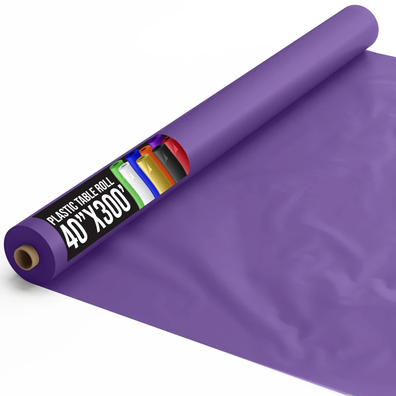 Exquisite Premium Quality Plastic Table Cover Banquet Rolls 40" X 300' (Purple)