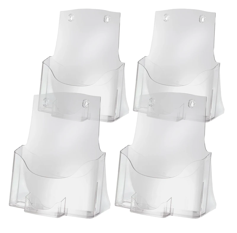 SIGEL LH111 Table-Top Literature Holder, for A4, with additional business card compartment, uv resistant acrylic, clear, 4 Pieces