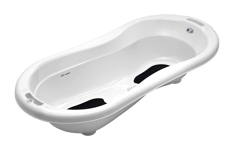 Rotho Babydesign TOP Xtra Large Bath Tub, With 2 Anti-Slip Mats and Drain Plugs, Ideal for 2 Children, 0-36 Months, TOP Xtra, White, 205000001