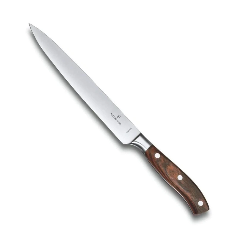 Victorinox Grand Maître Carving Knife, Extra Sharp Blade, Straight Edge, 20 cm, Noble Wooden Handle, Stainless Steel, Brown