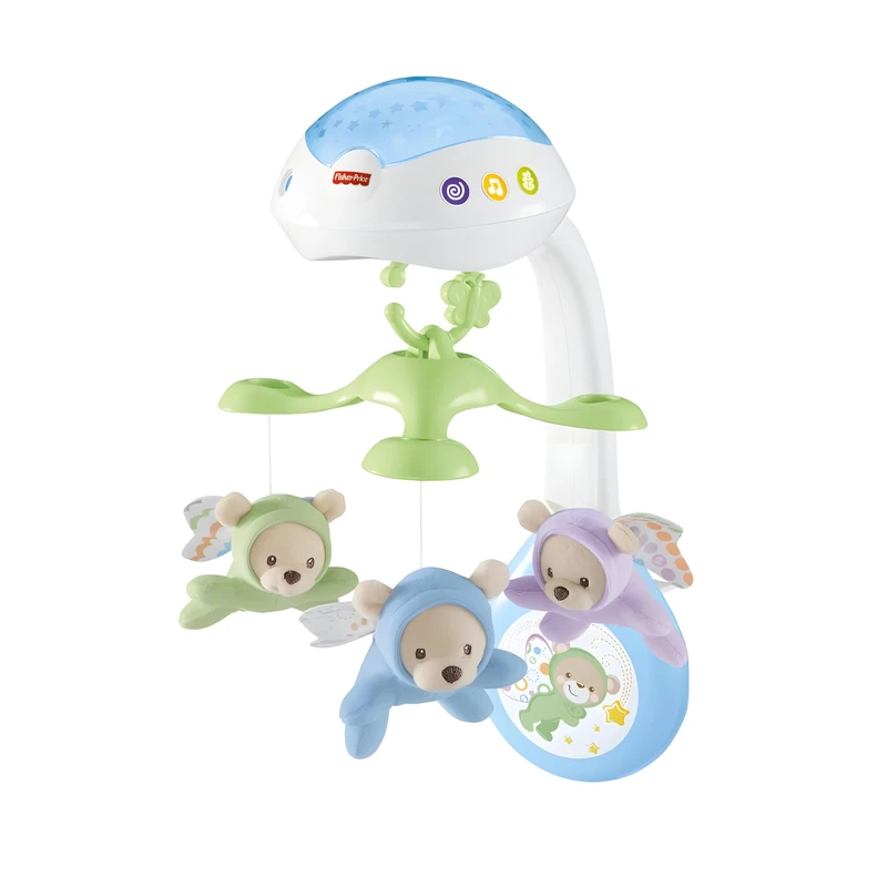 Fisher-Price Butterfly Dreams 3-in-1 Projection Mobile - Soothing Baby Sleep Aid with 3 Audio Modes and Plush Bears, Musical Cot Mobile, Tabletop Projector and Stroller Toy, Newborn Baby Toys, CDN41