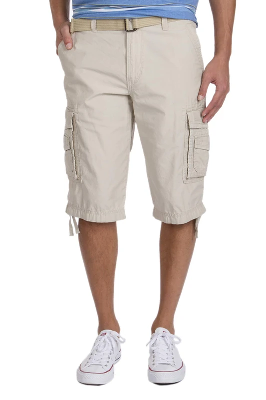 UNIONBAY Men's Cordova Belted Messenger Cargo Short-Reg and Big and Tall Sizes, Sand, 32