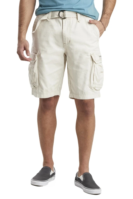 UNIONBAY Men's Survivor Belted Cargo Short, Stone, 36