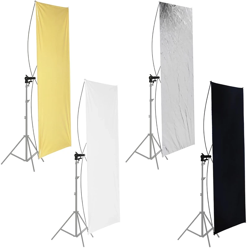 Neewer 90 x 180 cm Photo Studio Flat Panel Light Reflector with 360 Degree Rotating Holding Bracket and Carrying Bag - Gold/Silver and Black/White