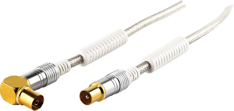 SCHWAIGER Mains IEC (5 M, IEC-Plug To 90 Deg IEC Socket Connector, 110 db, 4 Drawer, Gilded Rädelmutter) Transparent