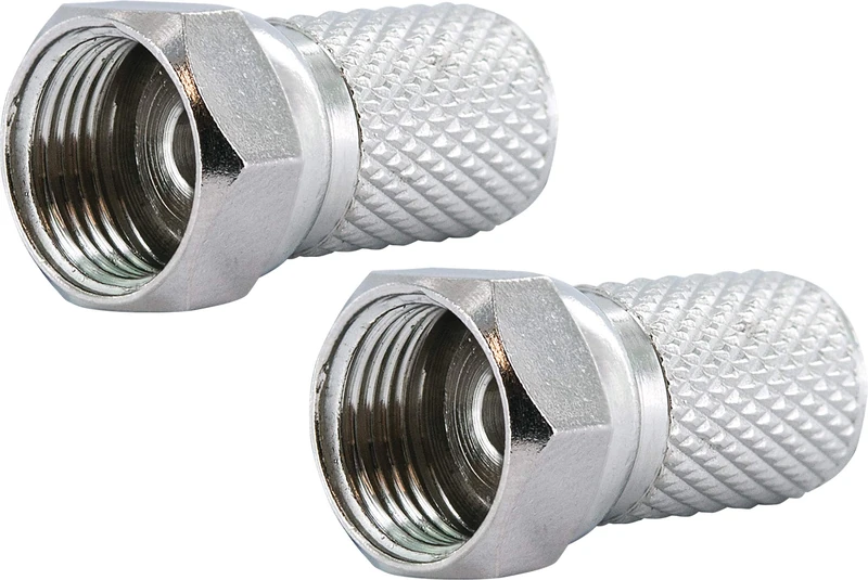Schwaiger GmbH -FST8002 531 F-Twist-on Connector Set of 2/8 mm Diameter/for Coaxial Cable/Connection of Plug and Cable / 2 Pieces/Silver
