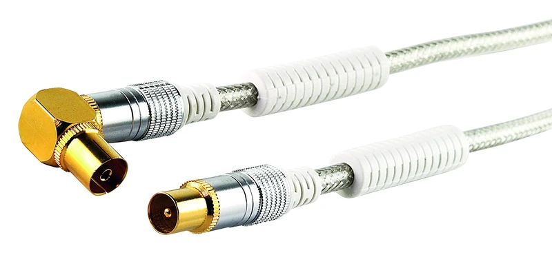 Schwaiger Angled Antenna Cable with Ferrite Core (110dB, 1.5 m) Transparent - Image 1