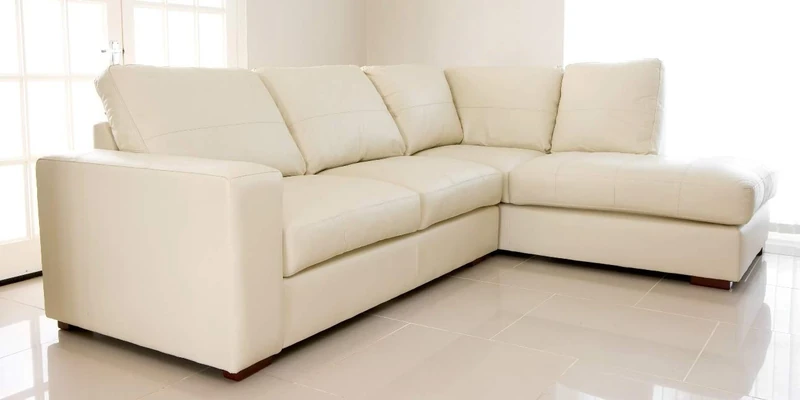Sofas and More WESTPOINT - CORNER SOFA – FAUX LEATHER – RIGHT HAND SIDE (cream)