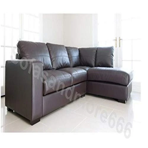 Sofas and More WESTPOINT - CORNER SOFA – FAUX LEATHER – RIGHT HAND SIDE (brown)
