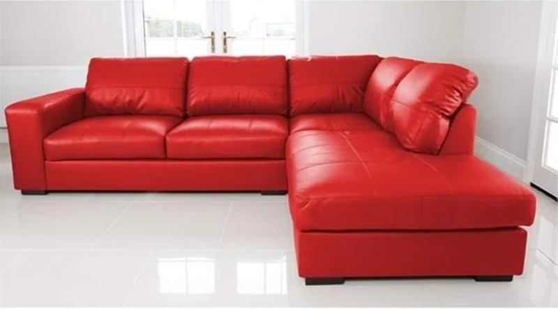 Sofas and More WESTPOINT - CORNER SOFA – FAUX LEATHER – RIGHT HAND SIDE (red)