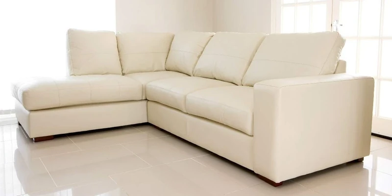 Sofas and More WESTPOINT - CORNER SOFA – FAUX LEATHER – LEFT HAND SIDE (cream)
