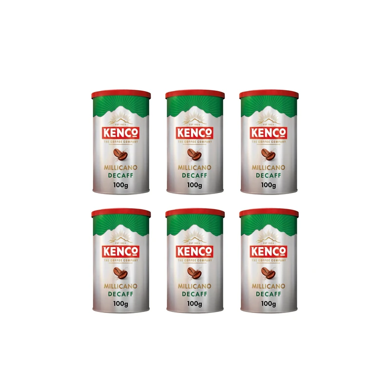 Kenco Millicano Decaff Instant Coffee 100g (Pack of 6 Tins, Total 600g)