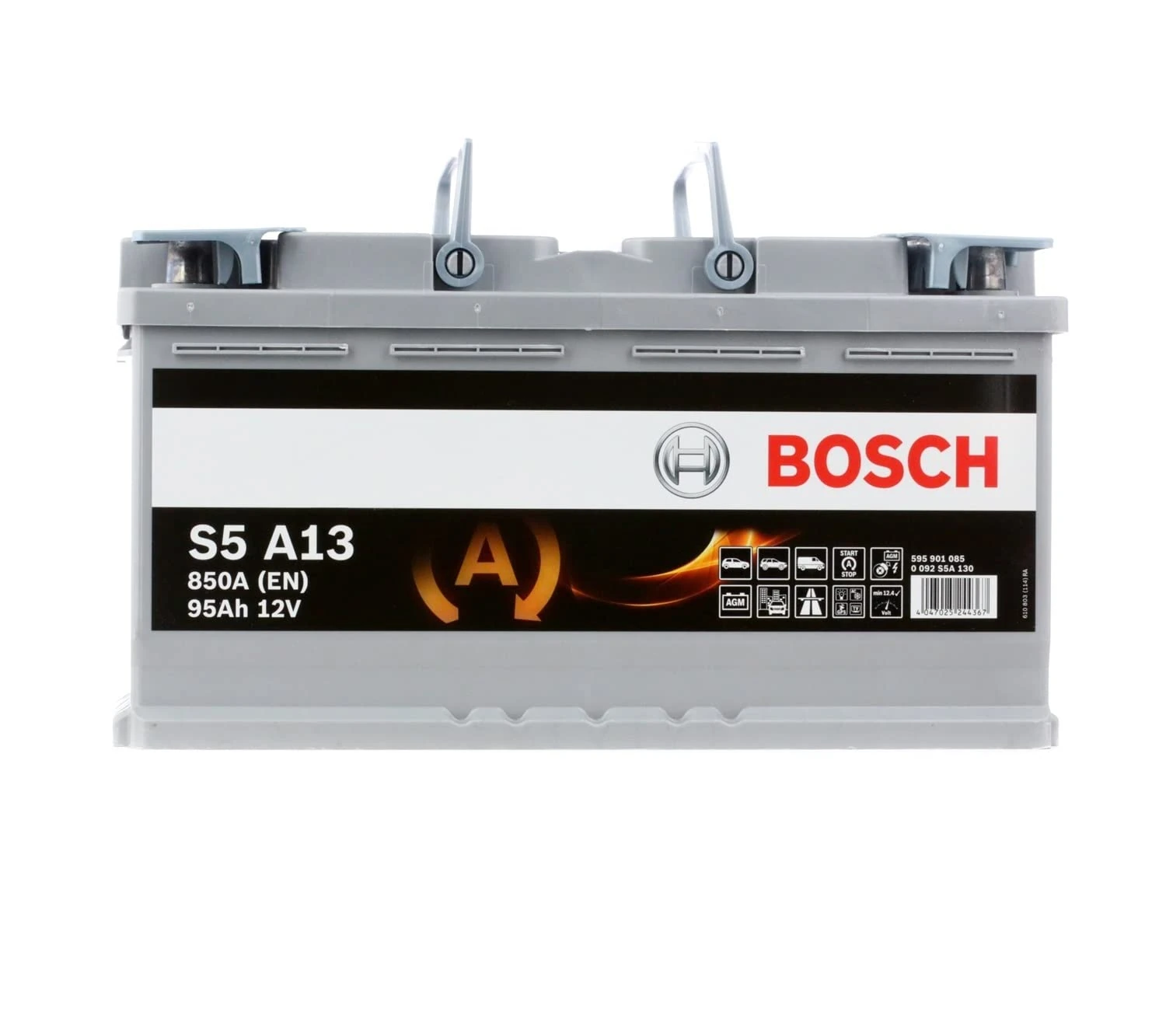 Bosch S5A13 - Car Battery - 95A/H - 850A - Agm Technology - Adapted for Vehicles with Start/Stop System