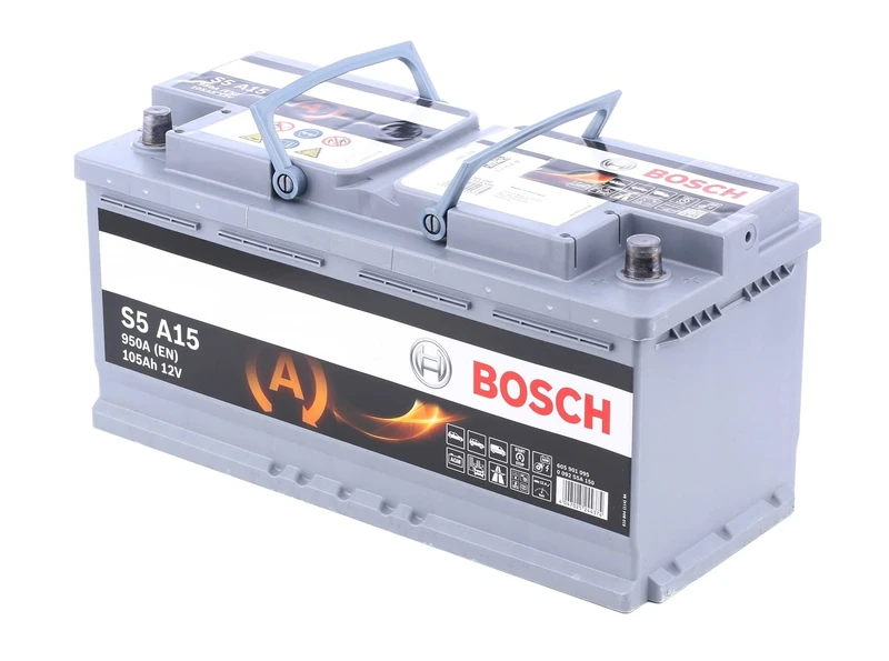 Bosch S5A15 - car battery - 105A/h - 950A - AGM technology - adapted for vehicles with Start/Stop system
