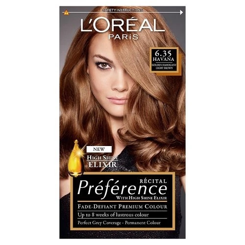 L'Oreal Paris Preference Hair Dye, Long Lasting, Luminous Permanent Hair Colour, 6.35, Havana, pack of 3