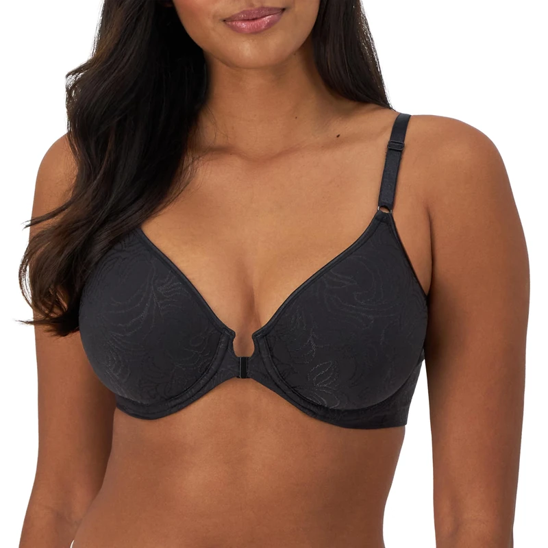 Bali Women's Underwire Shaping, Comfort Revolution T-Shirt, Front-Close Bra, Black, 42B