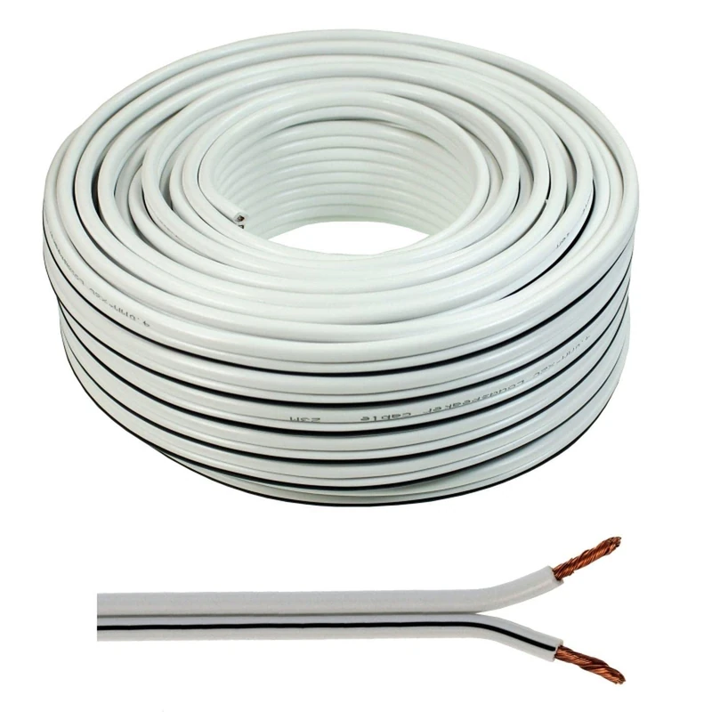 Loudspeaker Cable White 2 x 4.00 mm² 50 m Ring