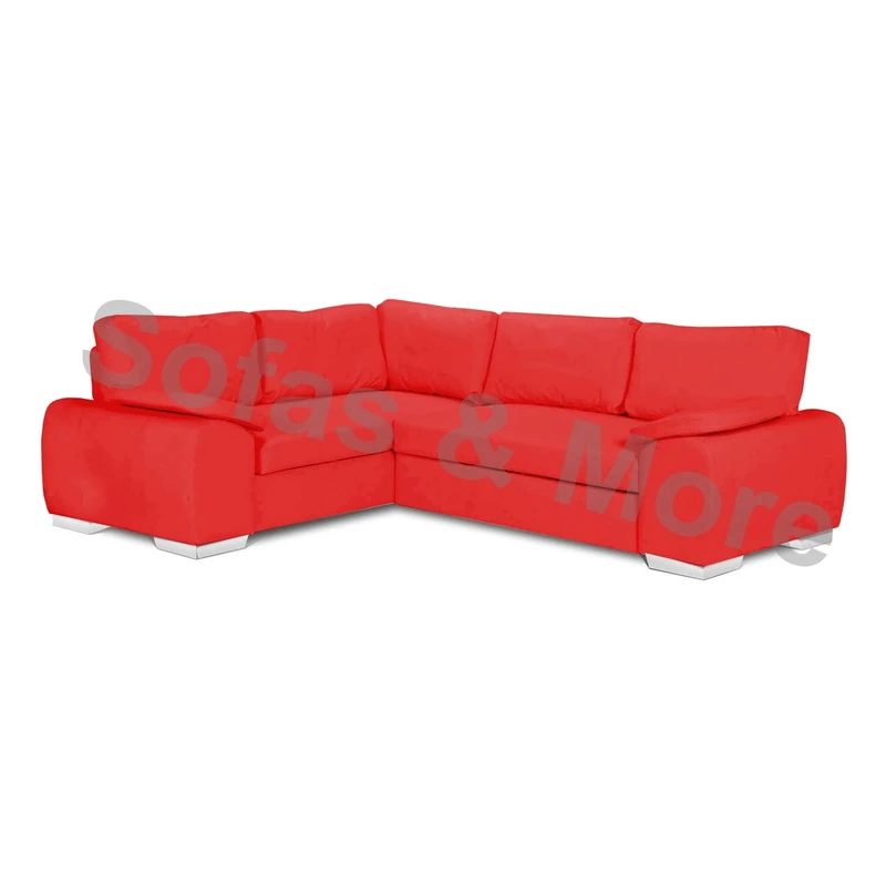 Sofas and More ENZO - CORNER SOFA BED WITH STORAGE - FAUX LEATHER - LEFT HAND SIDE ORIENTATION (RED)
