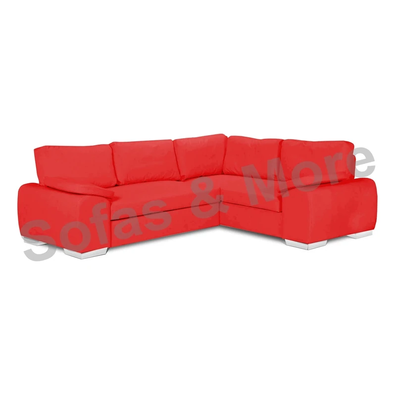 Sofas and More ENZO - CORNER SOFA BED WITH STORAGE - FAUX LEATHER - RIGHT HAND SIDE ORIENTATION (RED)