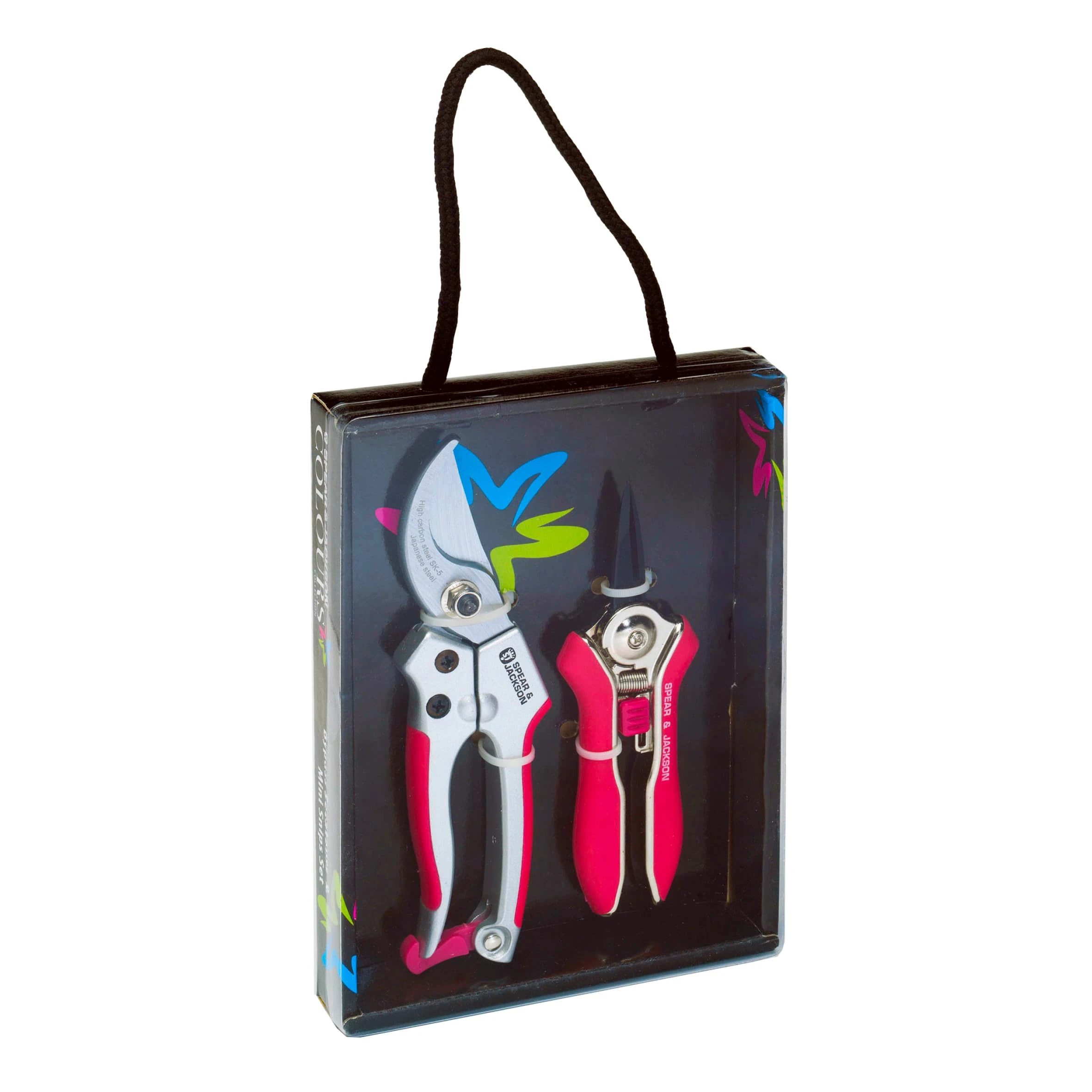 Spear & Jackson CUTTINGSET9P Colours Pink Bypass Secateurs and Snips Set