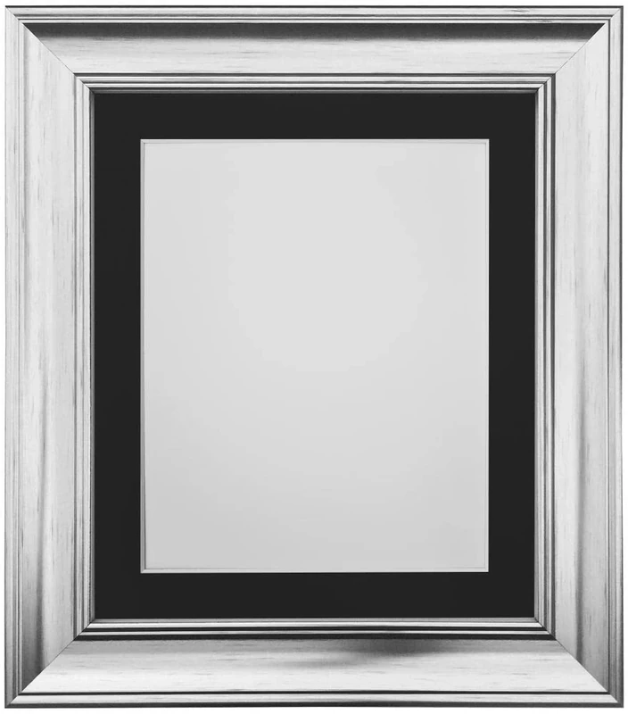 FRAMES BY POST Scandi Vintage Silver Picture Photo Frame with Black Mount 60 x 80 cm For Image size 50 x 70 cm