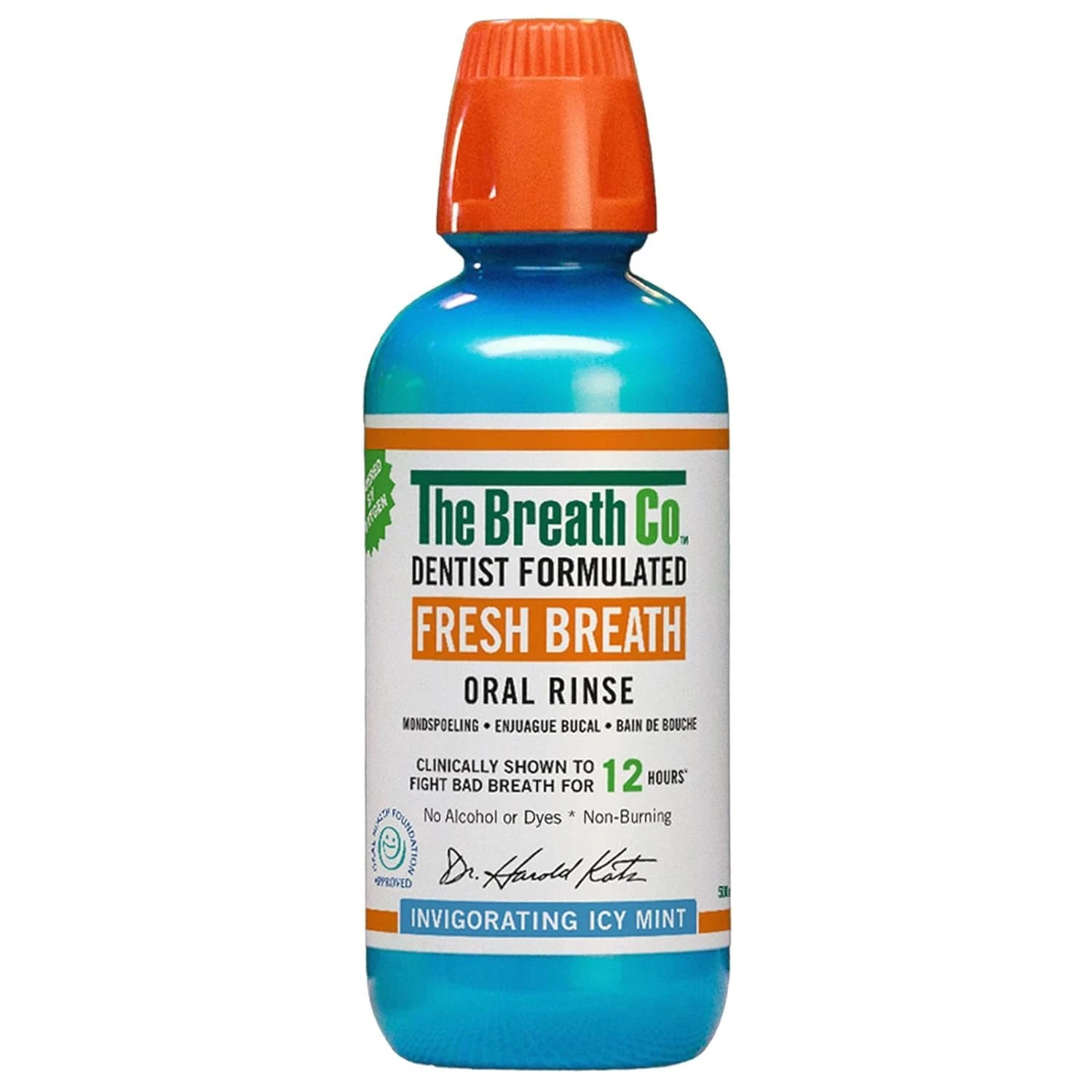 The Breath Co. Alcohol Free Mouthwash. Dentist Formulated Oral Rinse for 12 Hours of Fresh Breath, Icy Mint Flavour, 500 ml