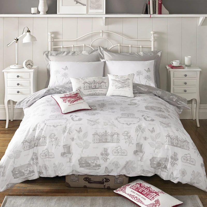 Ashley Wilde Kirstie Allsopp Bedding - Harriet Pebble Grey Bedding Range/Collection (Single Duvet Cover)