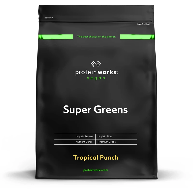 Protein Works - Super Greens Powder, Nutrient Dense Detox Shake, Supports Immune System, Vegan, 83 Shakes, Tropical Punch, 1kg
