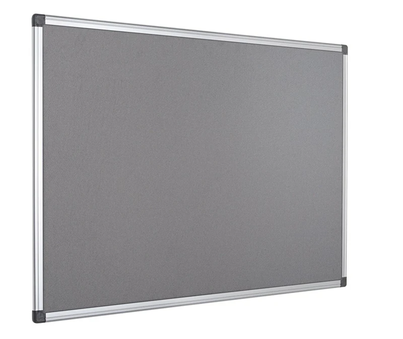 Bi-Office Notice Board Fire Retardant,Grey Felt, Maya Aluminium Frame, 90 x 60 cm