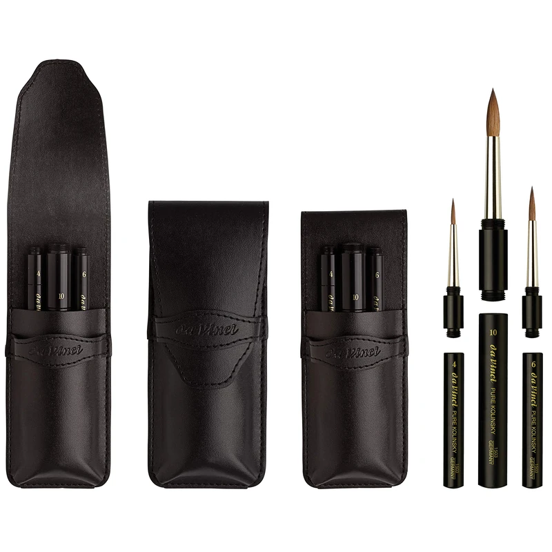 DA VINCI 5382-1503 Series Travel Brush Case Set, Leather, Black, 30 x 30 x 30 cm