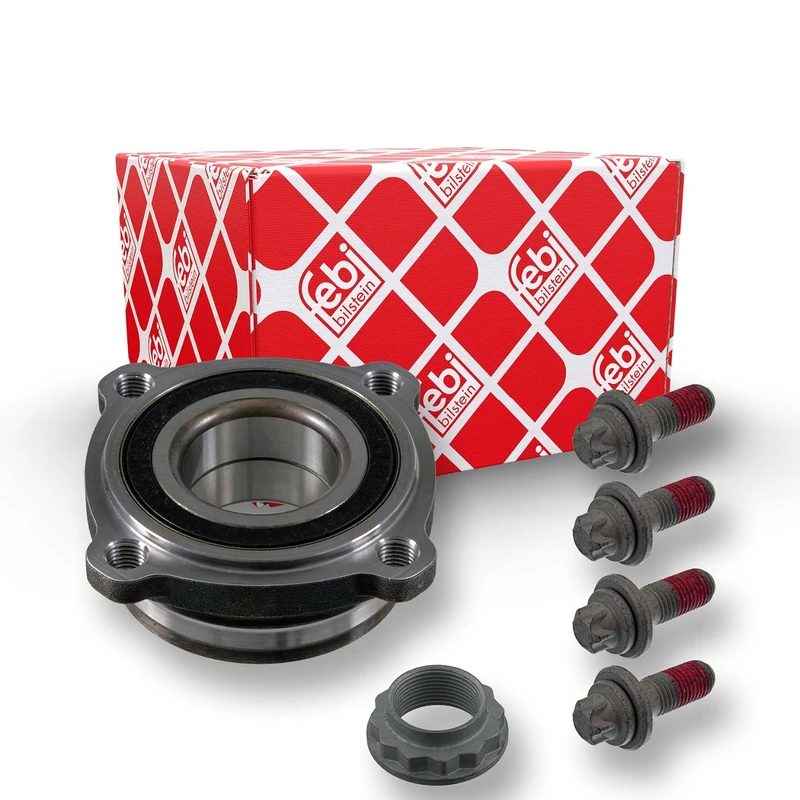 febi bilstein 38258 Wheel Bearing Kit with axle nut and fastening screws, pack of one
