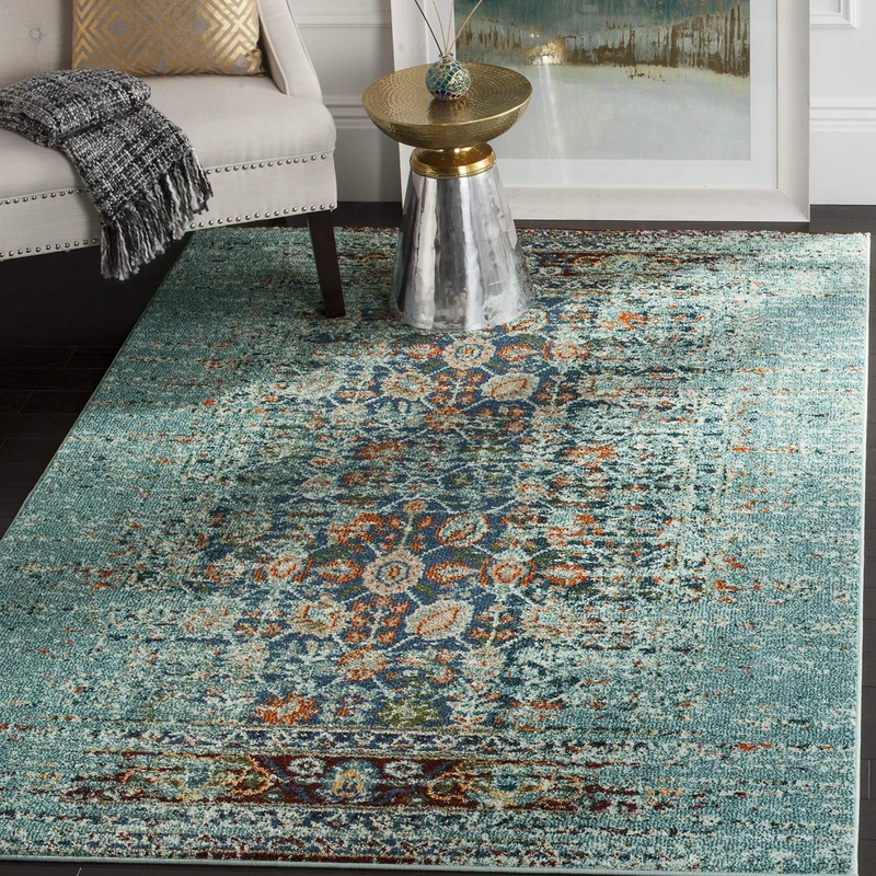 Safavieh Almeria Rug, Woven Polypropylene Carpet in Blue / Multi, 120 X 180 cm