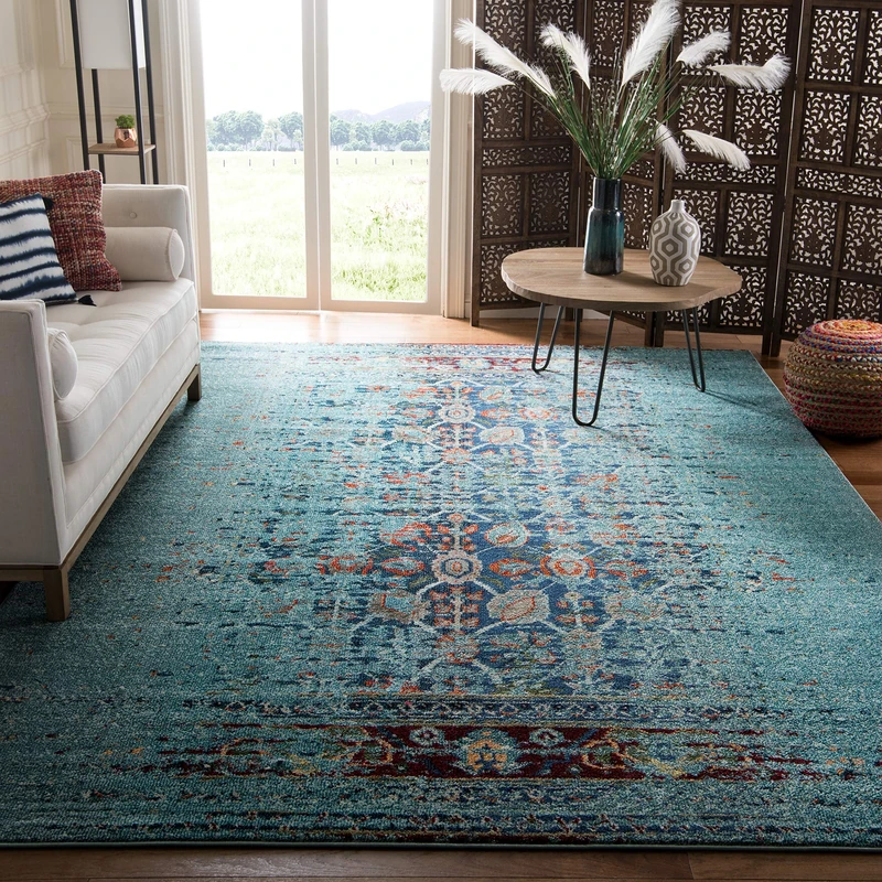 Safavieh Almeria Rug, Woven Polypropylene Carpet in Blue / Multi, 243 X 335 cm