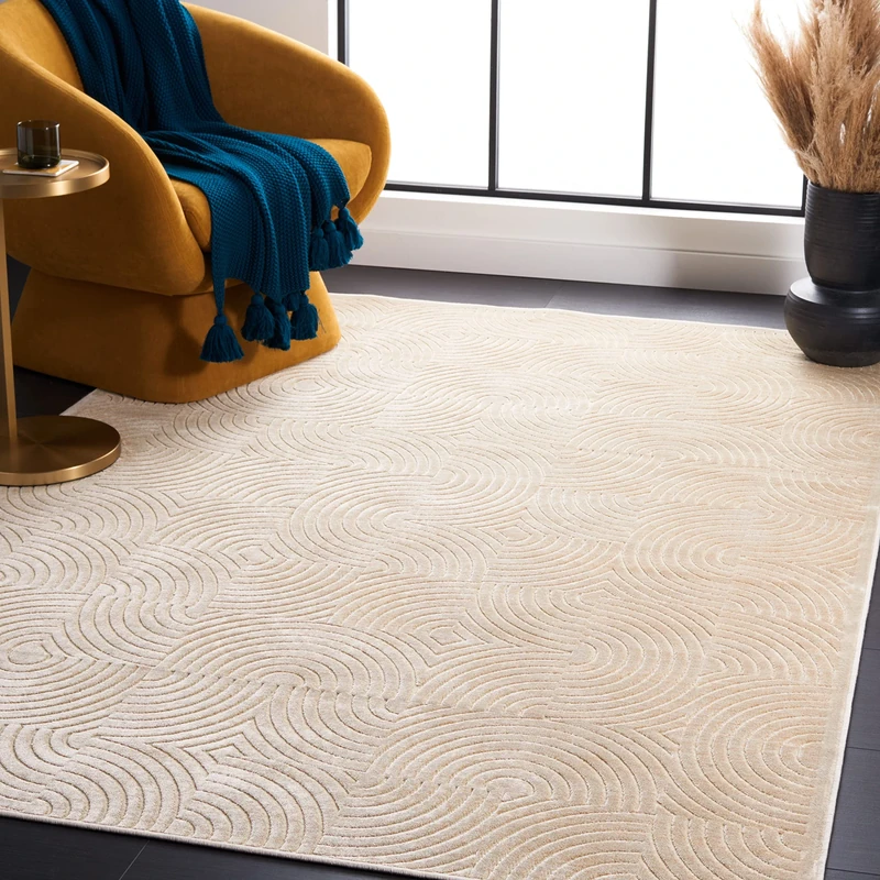 Safavieh Transitional Indoor Woven Rectangle Area Rug, Paradise Collection, PAR340, in Stone, 160 X 229 cm for Living Room, Bedroom or Any Indoor Space