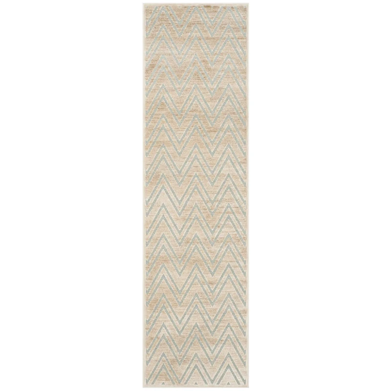 Safavieh Transitional Indoor Woven Runner Area Rug, Paradise Collection, PAR356, in Stone / Aqua, 66 X 244 cm for Living Room, Bedroom or Any Indoor Space