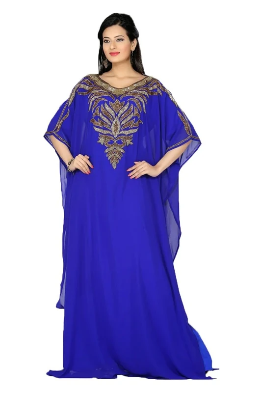 PalasFashion Gulf Style Embroidered Kaftan Women's KKPF17208-26 Blue UK Size: 26