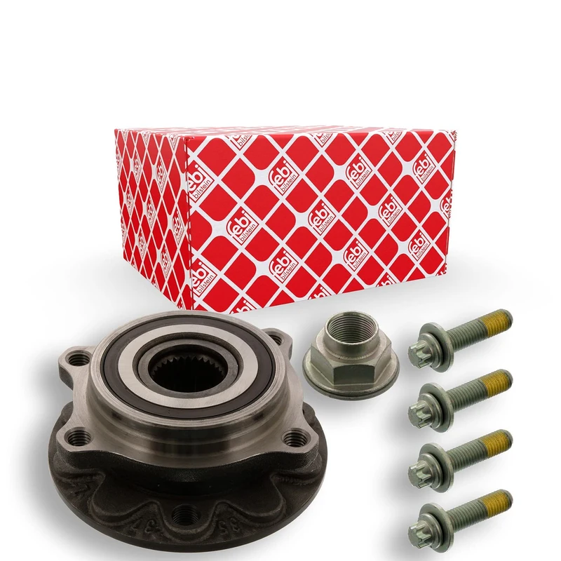 febi bilstein 44333 Wheel Bearing Kit with wheel hub, axle nut and fastening screws, pack of one