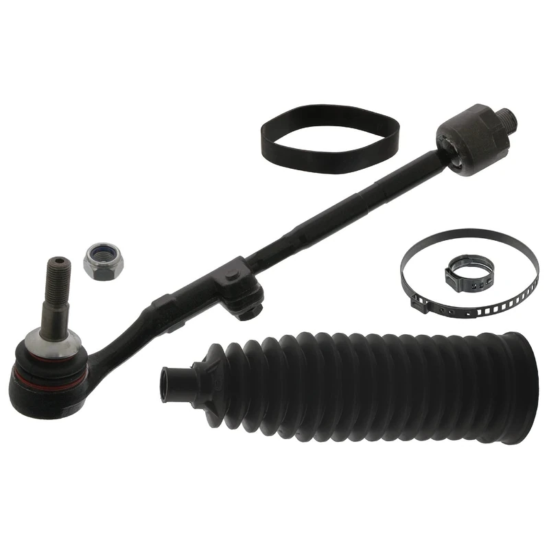 febi bilstein 43507 Tie Rod with end fitting, boot, and additional parts, pack of one